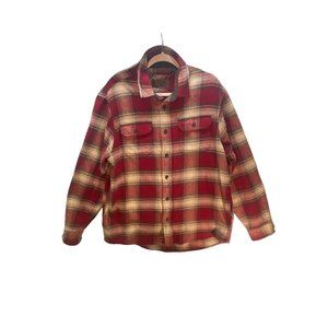 Orvis Heavy Flannel Shirt Jacket with side pockets mens size Large.